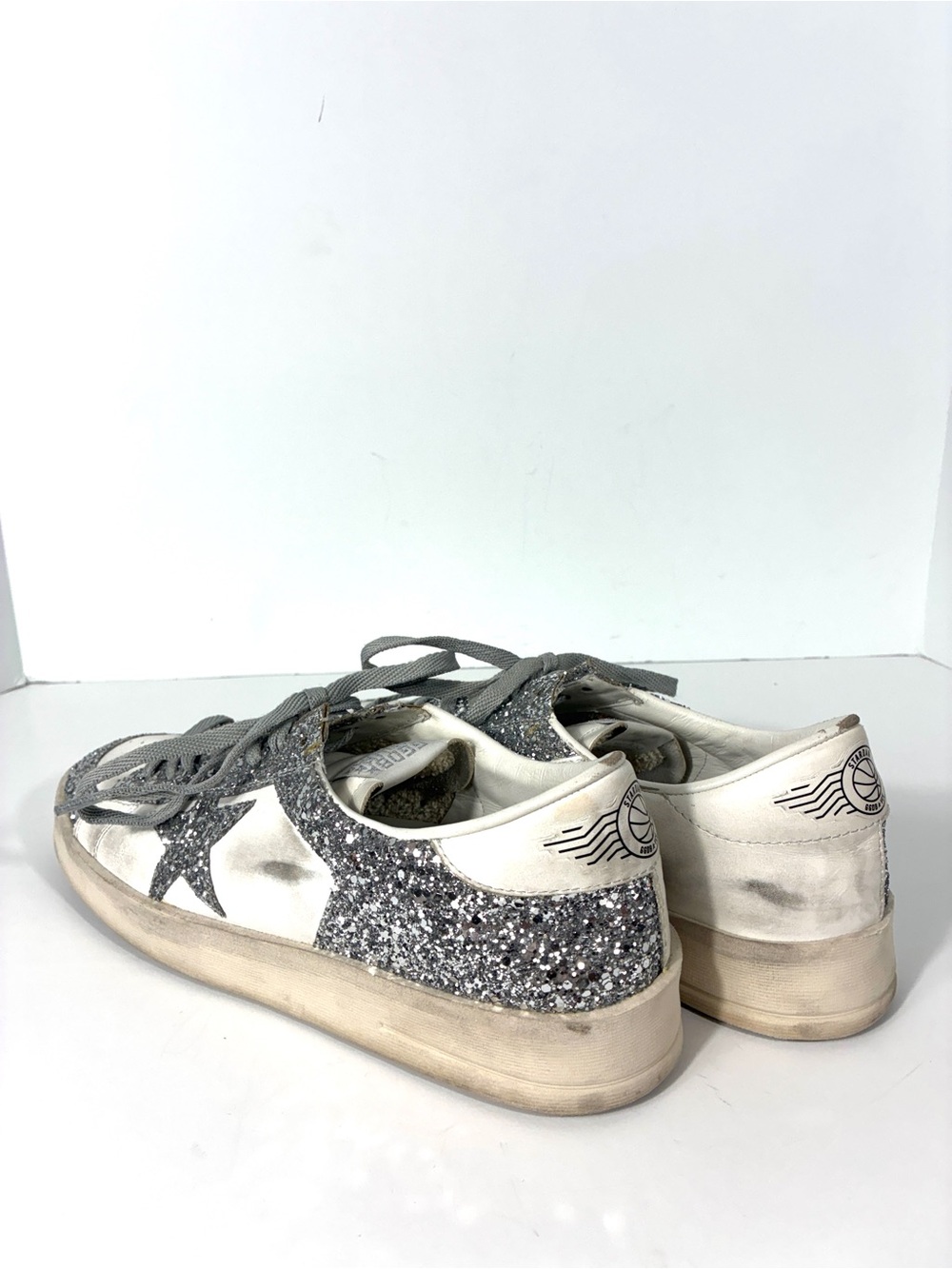 Golden Goose May Glitter Sneakers White Silver Star Women's Size 41 / US 11 - Picture 6 of 11